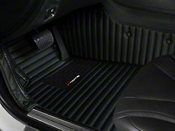Single Layer Stripe Front and Rear Floor Mats; Full Black (16-23 Camaro)