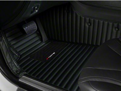 Single Layer Stripe Front and Rear Floor Mats; Full Black (05-14 Mustang)