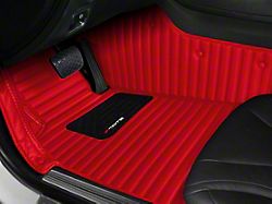 Single Layer Stripe Front and Rear Floor Mats; Full Red (06-10 Charger)