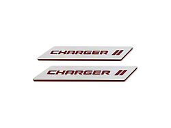 American Brothers Design Rear Door Sills with Charger Logo; Granite Crystal Base/Redline Logo (06-23 Charger)