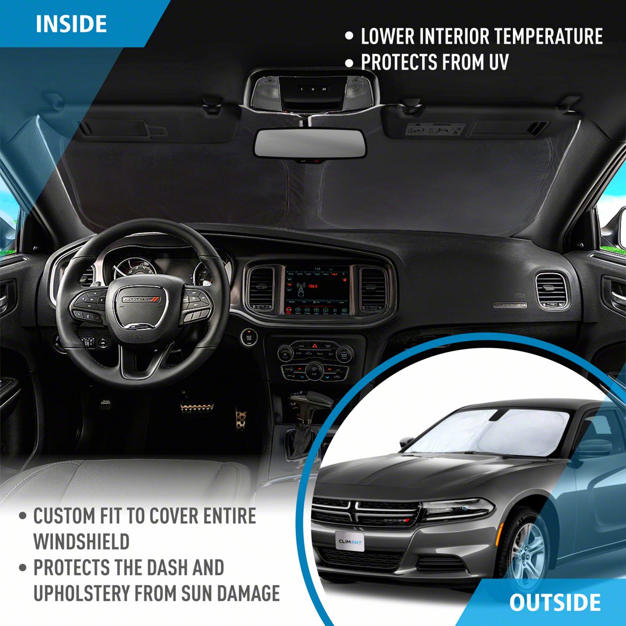 Charger Windshield Sun Shade (1123 Charger) Free Shipping