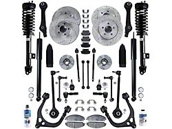 Drilled and Slotted Brake Rotor, Pad, Brake Fluid, Cleaner and Suspension Kit; Front and Rear (06-10 5.7L HEMI RWD Charger)