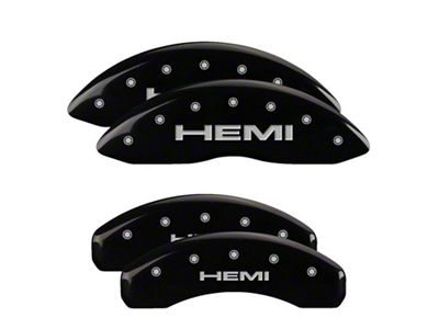 MGP Black Caliper Covers with HEMI Logo; Front and Rear (06-14 Charger SRT8; 2016 Charger SRT 392)