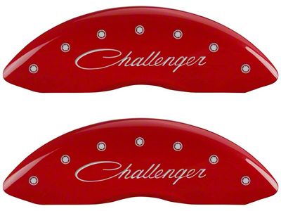 MGP Red Caliper Covers with Cursive Challenger and R/T Logos; Front and Rear (06-10 Charger Daytona R/T, R/T)