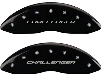 MGP Black Caliper Covers with Challenger Logo; Front and Rear (06-10 Charger Base, SE, SXT)