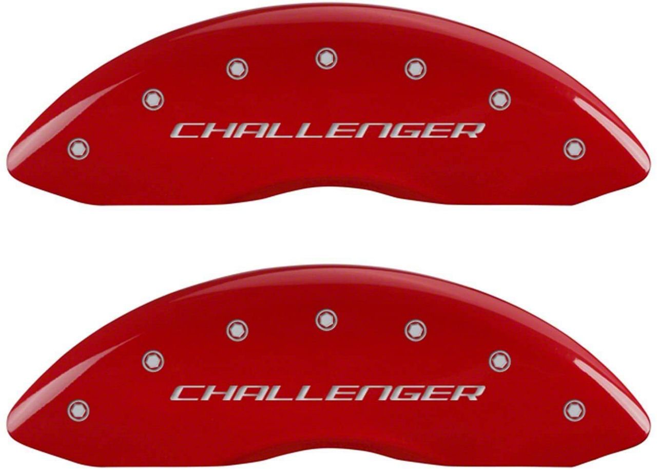 MGP Charger Red Caliper Covers with Challenger Logo; Front and Rear