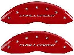 MGP Red Caliper Covers with Challenger Logo; Front and Rear (11-18 Charger R/T w/ Single Piston Front Calipers; 11-17 Charger SE w/ Single Piston Front Calipers; 12-23 SXT Charger w/ Single Piston Front Calipers)