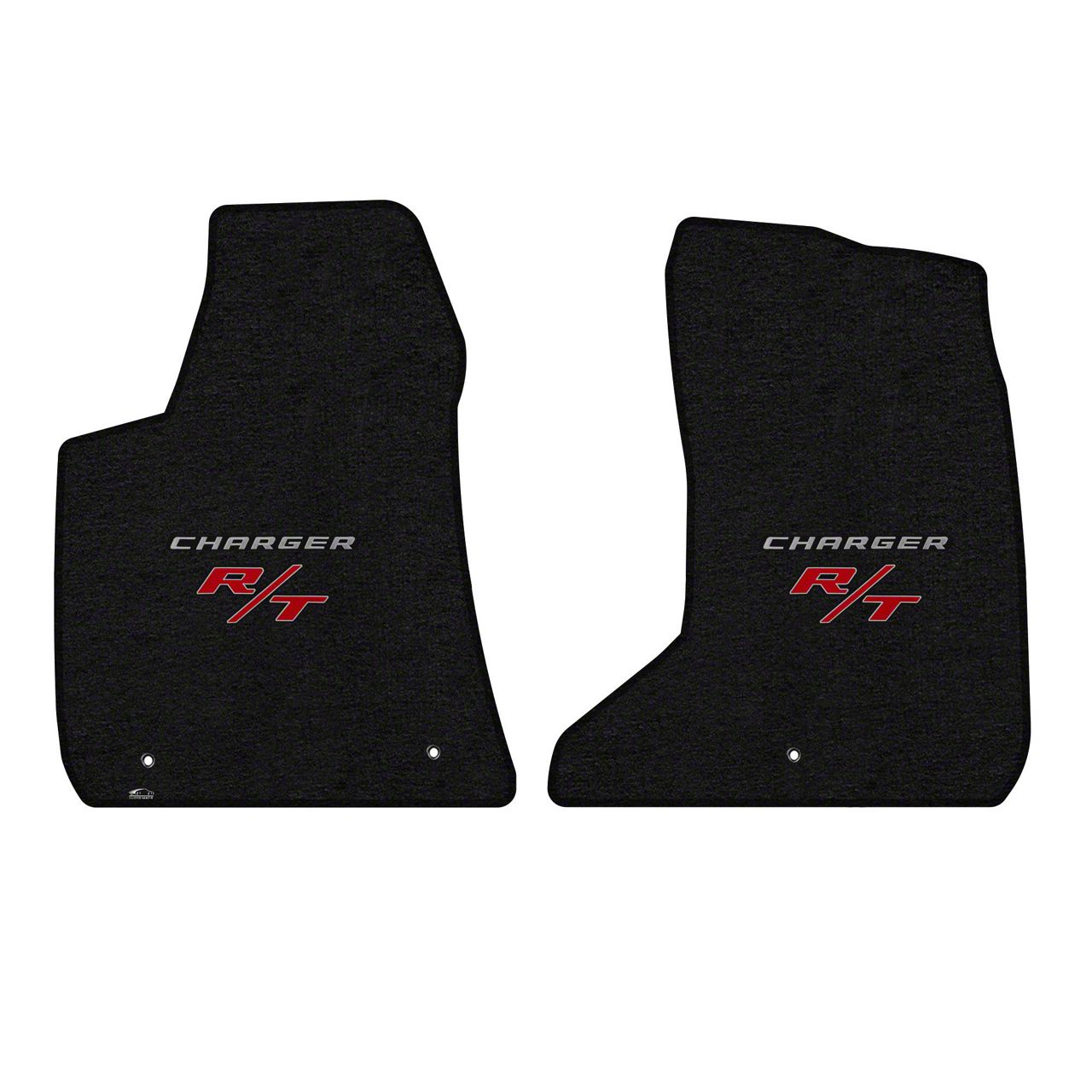 Lloyd Mats Velourtex Front Floor Mats For 1997-2004 Corvette C5 - Black W/ Silver Crossflags
