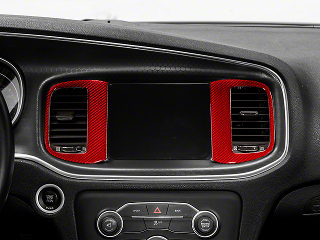 SpeedForm Center Air Conditioning Vent Trim; Red Carbon (15-23 Charger)