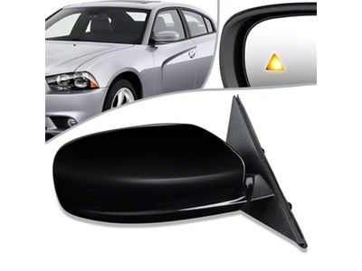 OE Style Powered Heated Side Mirror with Blind Spot Detection; Black; Passenger Side (11-14 Charger)