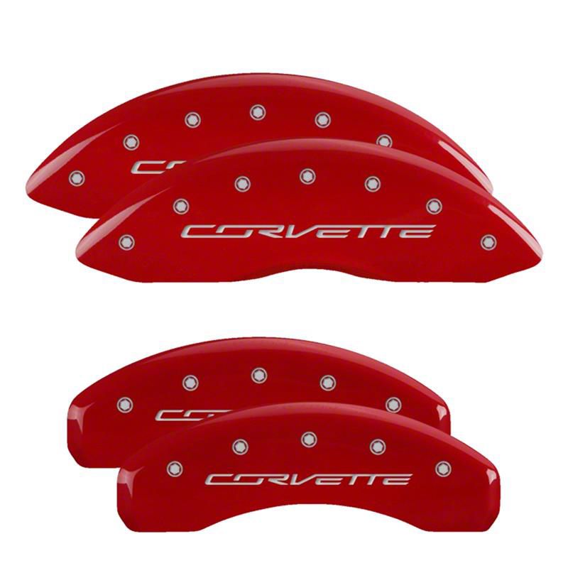 MGP Corvette Red Caliper Covers with Corvette Logo; Front and Rear ...