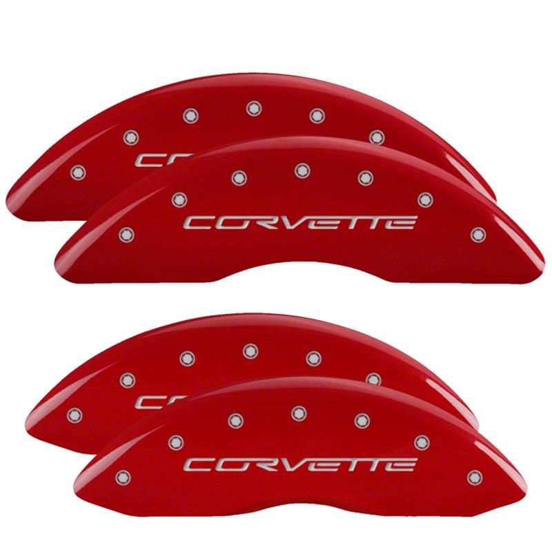 MGP Corvette Red Caliper Covers with Corvette Logo; Front and Rear ...