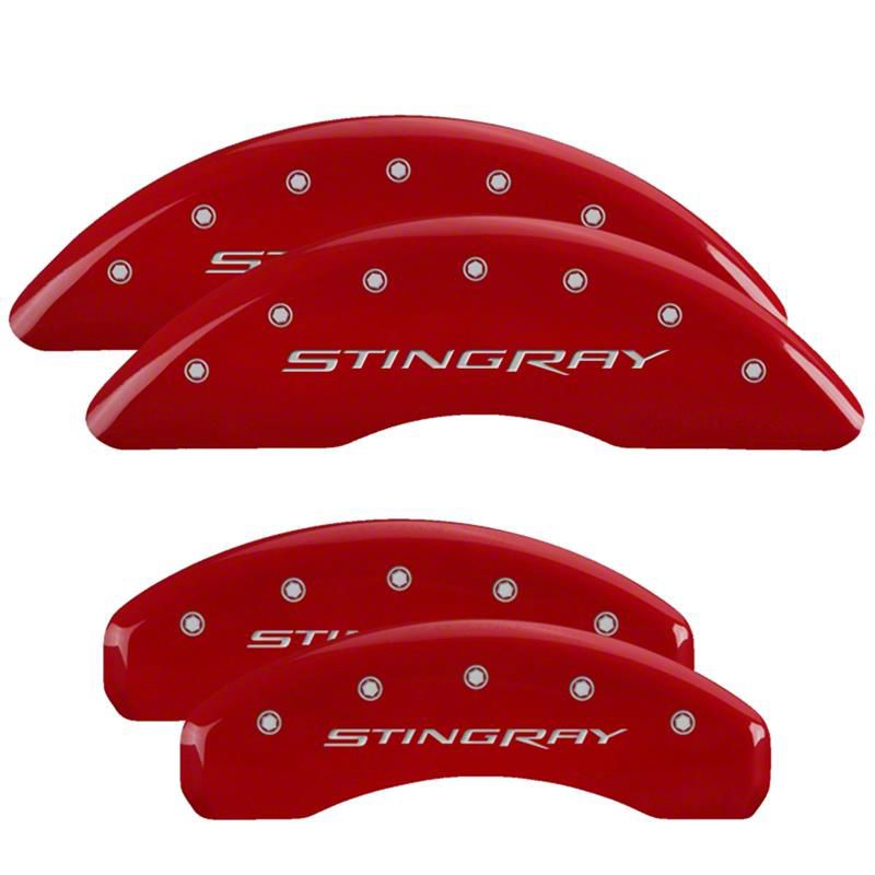 MGP Corvette Red Caliper Covers with Stingray Logo; Front and Rear