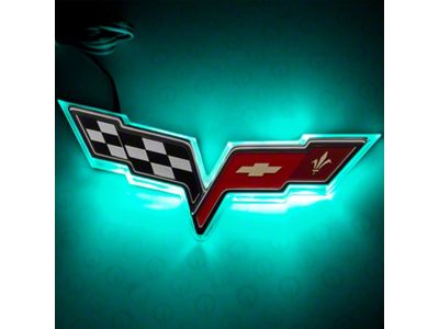 Oracle Illuminated Emblem; Single Intensity; Aqua (05-13 Corvette C6)