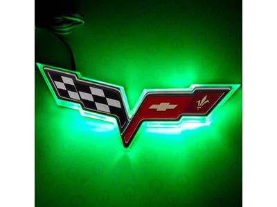 Oracle Illuminated Emblem; Single Intensity; Green (05-13 Corvette C6)