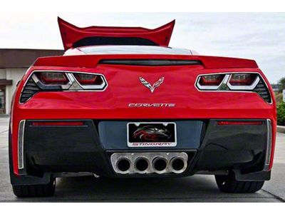 Illuminated Exhaust Filler Panel; Perforated Stainless; Red LED (14-19 Corvette C7 w/ NPP Dual Mode Exhaust)