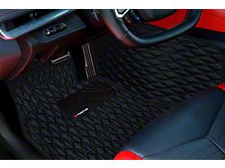 Single Layer Diamond Floor Mats; Black and Black Stitching (20-23 Corvette C8)