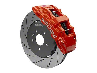 Wilwood SX6R Dynamic Front Big Brake Kit with 15-Inch Drilled and Slotted Rotors; Red Calipers (14-19 Corvette C7)