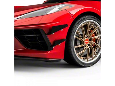 4VR + 3VR Front Bumper Canards; Matte Black Vinyl (20-23 Corvette C8)