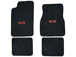 Carpet Front and Rear Floor Mats with SS Logo; Black (93-02 Camaro)