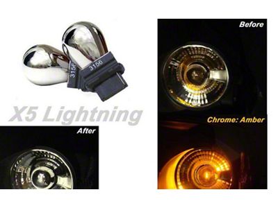 Chrome Light Bulbs; Amber; 3156