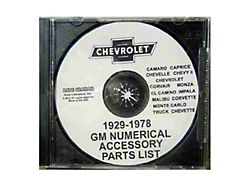 1929-1987 GM Numerical Accessory Parts List (CD-ROM)