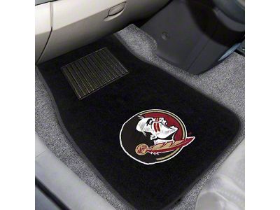 Embroidered Front Floor Mats with Florida State University Logo; Black (Universal; Some Adaptation May Be Required)