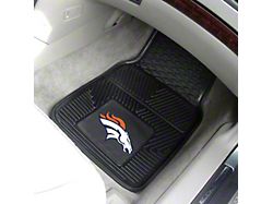 Vinyl Front Floor Mats with Denver Broncos Logo; Black (Universal; Some Adaptation May Be Required)