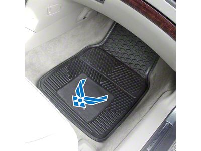 Vinyl Front Floor Mats with U.S. Air Force Logo; Black (Universal; Some Adaptation May Be Required)
