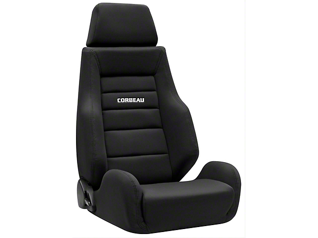 Corbeau GTS II Reclining Seats with Double Locking Seat Brackets; Black Cloth (94-98 Mustang)