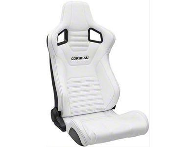 Corbeau Sportline RRS Reclining Seats with Double Locking Seat Brackets; White Vinyl/Black Stitch (16-23 Camaro)