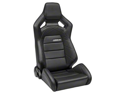 Corbeau Sportline RRX Reclining Seats with Double Locking Seat Brackets; Black Vinyl/Black HD Vinyl (16-23 Camaro)
