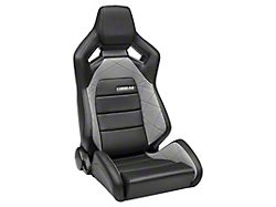 Corbeau Sportline RRX Reclining Seats with Double Locking Seat Brackets; Black Vinyl/Gray HD Vinyl (94-98 Mustang)