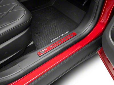SpeedForm Door Sill Trim Cover; Red Carbon Fiber (21-23 Mustang Mach-E)