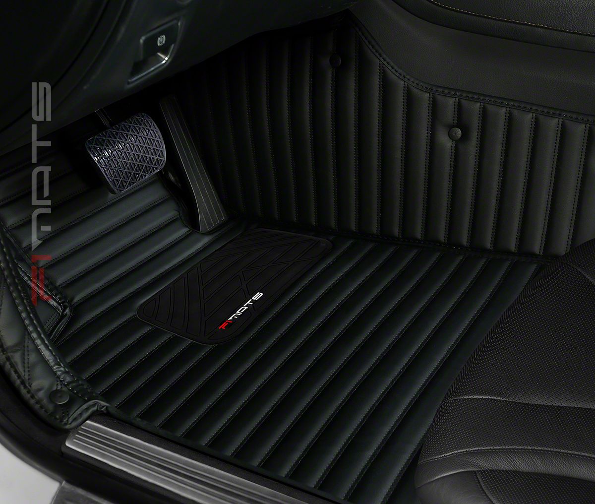 MachE Single Layer Stripe Front and Rear Floor Mats; Full Black (2123