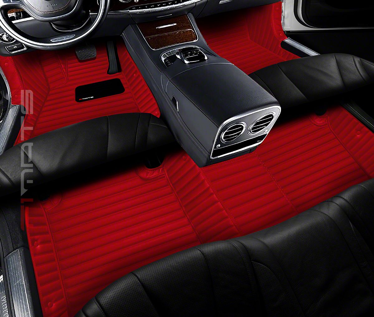 MachE Single Layer Stripe Front and Rear Floor Mats; Full Red (2123