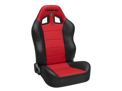 Corbeau Baja XRS Suspension Seats; Black Vinyl/Red HD Vinyl; Pair (Universal; Some Adaptation May Be Required)