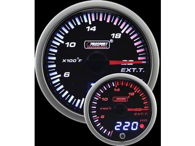 Prosport 52mm JDM Series Dual Display Exhaust Gas Temperature Gauge; Electrical; Amber/White (Universal; Some Adaptation May Be Required)